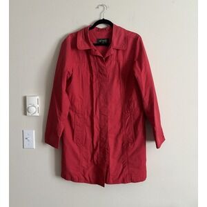 Eddie Bauer Womens Large Long Jacket Red Preppy‎ Outdoor Y2K